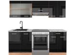 Vicco Cucina Componibile R-Line, 200 Cm , Pt Marmo, Rovere Nero/Oro Lucido