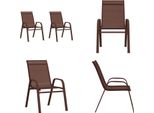 Vidaxl Sedie Da Giardino Impilabili 2 Pz. Textilene Marrone - Sedia Da Giardino Impilabile - Sedie Impilabili - Mobili Da Giardino - Sedia Da Giardino