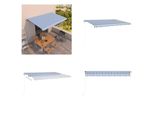 Vidaxl Tenda Da Sole A Scomparsa Automatica 500X350 Cm Blu E Bianca - Tenda Da Sole - Tenda Da Sole - Tettoia Solare - Tettoie Solari