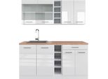 Vicco Cucina Completa R-Line, 160 Cm , Pt Rovere, Bianco Lucido/Bianco