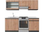 Vicco Cucina Componibile R-Line, 200 Cm , Pt Marmo, Quercia Dorata/Antracite