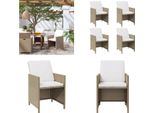 Vidaxl Sedie Da Giardino Con Cuscino 4 Pz. Poly Rattan Beige - Sedia Da Giardino - Sedie Da Giardino - Sedia Da Patio - Poltrona