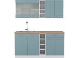 Vicco Cucina Completa R-Line, 160 Cm , Pt Rovere, Blu-Grigio/Bianco