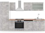 Vicco Cucina Componibile R-Line, 300 Cm , Pt Rovere, Cemento/Bianco