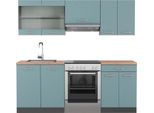 Vicco Cucina Componibile R-Line, 200 Cm , Pt Rovere, Blu-Grigio/Antracite
