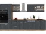 Vicco Cucina Componibile R-Line, 350 Cm , Pt Rovere, Calcestruzzo Nero/Quercia Dorata