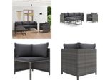 vidaXL 6 tlg. Garten Lounge Set mit Kissen Poly Rattan Grau - Garten-Lounge-Set - Garten-Lounge-Sets - Gartenmöbel - Gartenmöbel-Set