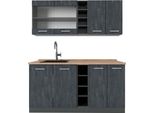 Vicco Cucina Completa R-Line, 160 Cm Pt Rovere, Calcestruzzo Nero/Antracite