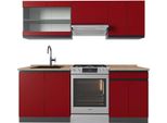 Vicco Cucina Componibile R-Line, 200 Cm , Pt Rovere, Rosso/Antracite