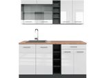 Vicco Cucina Completa R-Line, 160 Cm , Pt Rovere, Bianco Lucido/Antracite