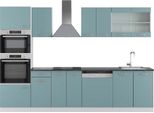 Vicco Cucina Componibile R-Line, 300 Cm Con Armadio Alto, Pt Antracite, Blu-Grigio/Bianco