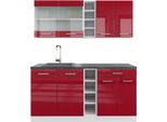 Vicco Cucina Completa R-Line, 160 Cm , Pl Antracite, Rosso Lucido/Bianco/Bianco