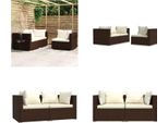 Vidaxl Set Salotto Da Giardino 3 Pezzi Con Cuscini In Poly Rattan Marrone - Set Salotto Da Giardino - Set Salotto Da Giardino - Set Divano - Set Salotto Da Patio