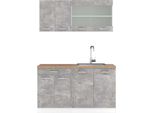 Vicco Cucina Monoblocco R-Line, 140 Cm , Pt Rovere, Cemento/Bianco