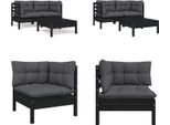 Vidaxl Set Salotto Da Giardino 3 Pezzi Con Cuscini In Legno Di Pino Massiccio Nero - Set Salotto Da Giardino - Set Salotto Da Giardino - Set Mobili Da Giardino - Set Mobili Da Giardino