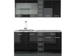 Vicco Cucina Completa R-Line, 160 Cm , Pt Marmo, Nero Lucido/Antracite