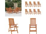 Vidaxl Sedie Da Giardino Pieghevoli 8 Pz. Legno Massiccio Di Eucalipto - Sedia Da Giardino - Sedie Da Giardino - Poltrona Da Giardino - Sedia Da Esterno