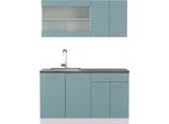 Vicco Cucina Monoblocco R-Line, 140 Cm , Pt Antracite, Blu-Grigio/Bianco