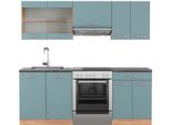 Vicco Cucina Componibile R-Line, 200 Cm , Pt Antracite, Rovere Blu-Grigio/Oro