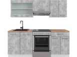 Vicco Cucina Componibile R-Line, 200 Cm , Pt Rovere, Cemento/Bianco