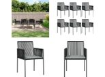 Vidaxl Sedie Da Giardino Con Cuscino 6 Pezzi Nero 54X60,5X83,5 Cm - Sedia Da Giardino - Sedie Da Giardino - Sedia Da Patio - Sedia Da Esterno