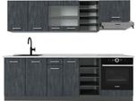 Vicco Cucina Componibile R-Line, 240 Cm Pt Marmo, Calcestruzzo Nero/Antracite