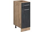 Vicco Mobiletto Base Per Cucina R-Line, 30 Cm Senza Piano Di Lavoro, Calcestruzzo Nero/Quercia Dorata