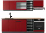 Vicco Cucina Componibile R-Line, 240 Cm , Pt Rovere, Rosso/Antracite