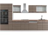 Vicco Cucina Componibile R-Line, 350 Cm Con Armadio Alto, Pt Rovere, Grigio Prezioso/Bianco