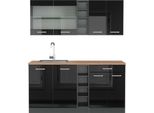 Vicco Cucina Completa R-Line, 160 Cm , Pt Rovere, Nero Lucido/Antracite
