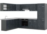 Vicco Cucina Angolare Completa R-Line, 227 X 287 Cm Pt Marmo, Calcestruzzo Nero/Antracite