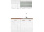 Vicco Cucina Monoblocco R-Line, 140 Cm , Pt Rovere, Bianco Lucido/Bianco