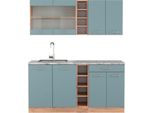 Vicco Cucina Completa R-Line, 160 Cm , Pt Marmo, Rovere Blu-Grigio/Oro