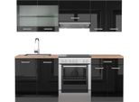 Vicco Cucina Componibile R-Line, 200 Cm , Pt Rovere, Nero Lucido/Antracite