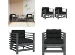 Vidaxl Sedie Da Giardino Con Cuscino 2 Pz. Legno Di Pino Massiccio Grigio - Sedia Da Giardino - Sedia Da Giardino - Sedia Da Esterno - Sedia Da Patio