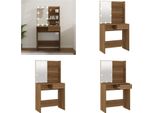 Vidaxl Tavolo Da Toilette Con Led In Rovere Marrone 74,5X40X141 Cm - Tavolo Da Toilette - Tavolo Da Trucco - Tavolo Per Cosmetici - Tavolo Da Toilette