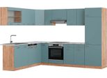 Vicco Cucina Angolare Completa R-Line, 227 X 287 Cm , Pt Marmo, Rovere Blu-Grigio/Oro