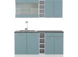 Vicco Cucina Completa R-Line, 160 Cm , Pt Antracite, Blu-Grigio/Bianco