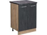 Vicco Mobiletto Base Cucina R-Line, 60 Cm Pt Antracite, Calcestruzzo Nero/Quercia Dorata