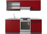 Vicco Cucina Componibile R-Line, 200 Cm , Pt Marmo, Rosso/Antracite