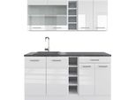 Vicco Cucina Completa R-Line, 160 Cm , Pt Antracite, Bianco Lucido/Bianco