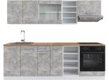 Vicco Cucina Componibile R-Line, 240 Cm , Pt Rovere, Cemento/Bianco