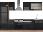 Vicco Cucina Componibile R-Line, 300 Cm , Pt Antracite, Rovere Nero/Oro Lucido