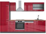 Vicco Cucina Componibile R-Line, 300 Cm , Pl Rovere, Rosso Lucido/Antracite/Antracite