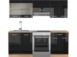 Vicco Cucina Componibile R-Line, 200 Cm , Pt Rovere, Rovere Nero/Oro Lucido