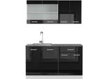 Vicco Cucina Monoblocco R-Line, 140 Cm , Pt Antracite, Nero Lucido/Bianco