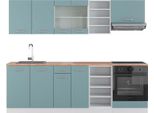 Vicco Cucina Componibile R-Line, 240 Cm , Pt Rovere, Blu-Grigio/Bianco