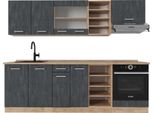 Vicco Cucina Componibile R-Line, 240 Cm Pt Rovere, Calcestruzzo Nero/Quercia Dorata