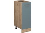 Vicco Armadio Cucina Dispensa Alto R-Line, 30 Cm Pl Marmo, Grigio-Blu/Quercia Dorata