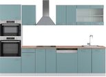 Vicco Cucina Componibile R-Line, 300 Cm Con Armadio Alto, Pt Rovere, Blu-Grigio/Bianco